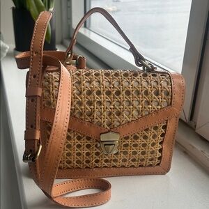 Tan Woven Leather Handbag